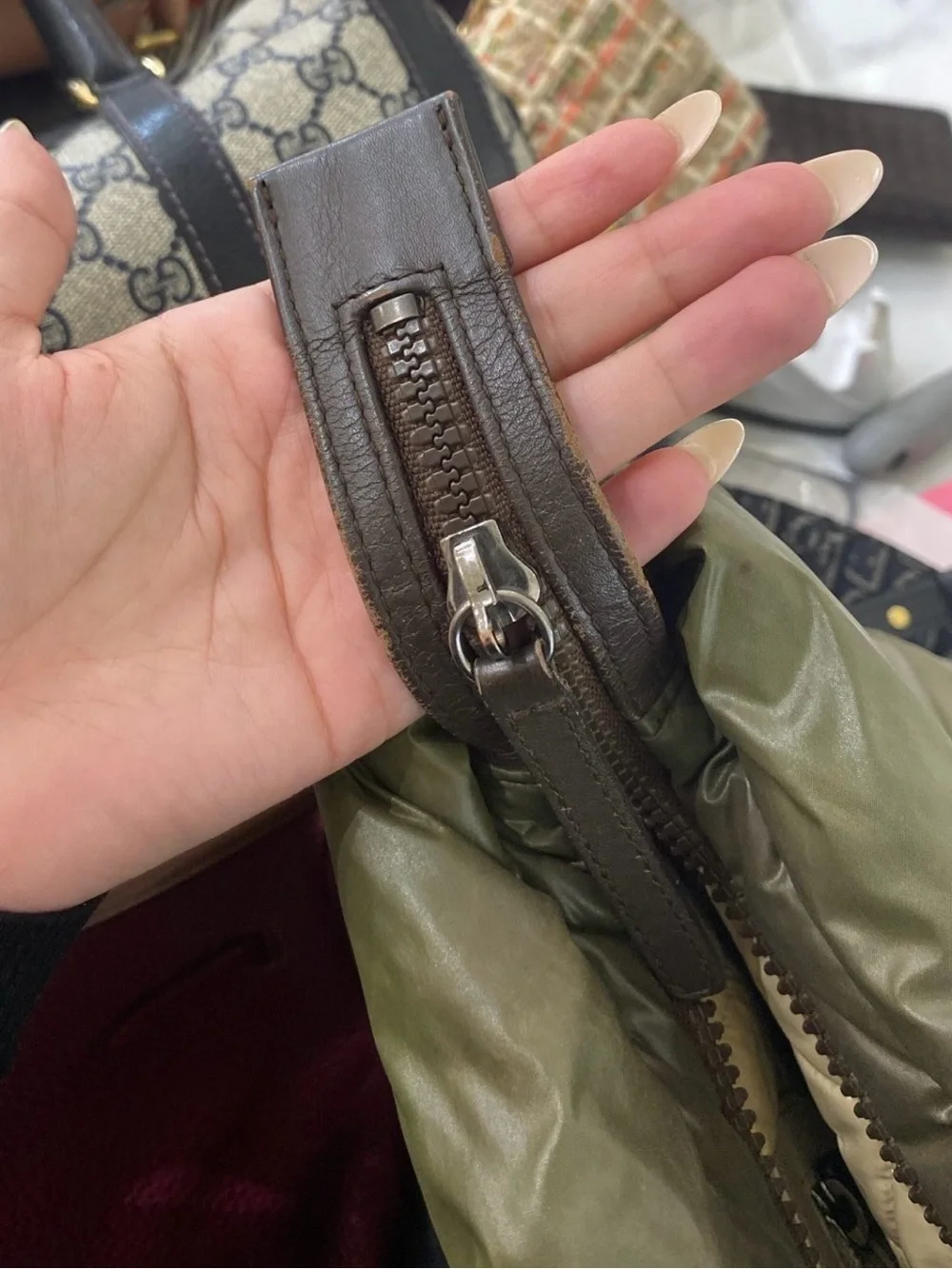 CHANEL Olive Green Cocoon Nylon Tote Bag